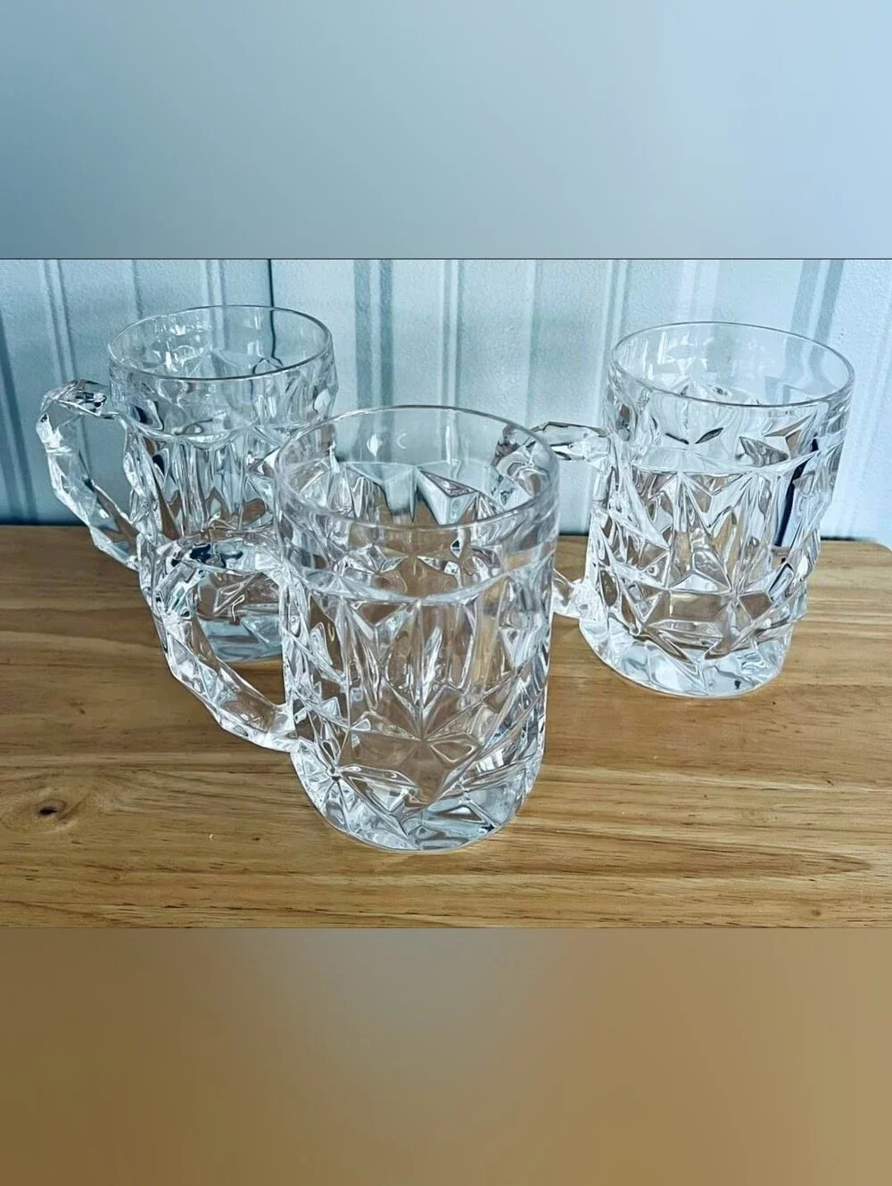 Set of 3 - NWT Tiffany & Co Rock Crystal Beer Beverage Mugs!! 16 oz 5